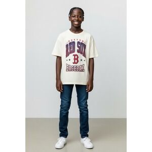 Kids Boston Red Sox Baseball TShirt Cream Size M 10-12 Official MLB Merchandise